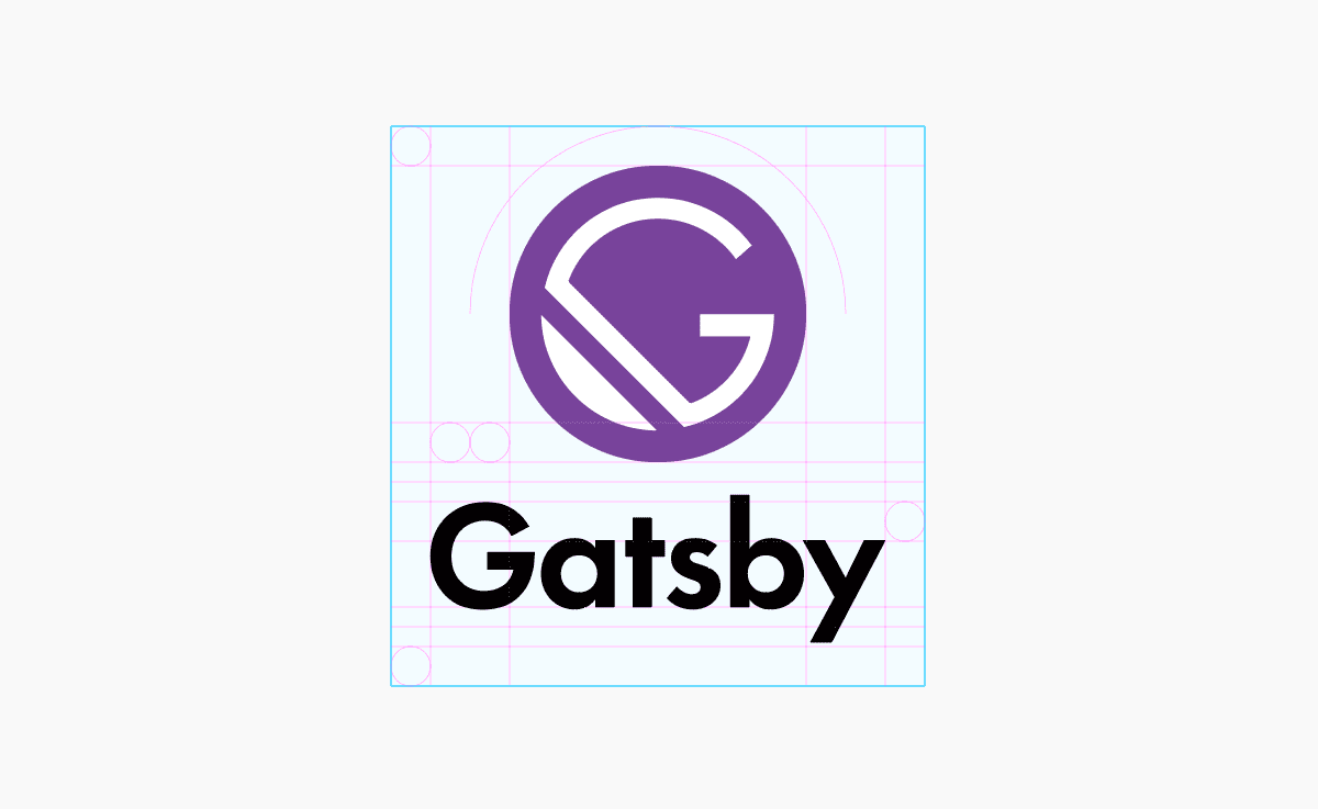 Gatsby JS logo in a technical drawing style with outlines and keylines